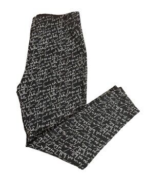 "La Vie Est Belle" Graphic Appleseed's Women's Medium Black Script Leggings